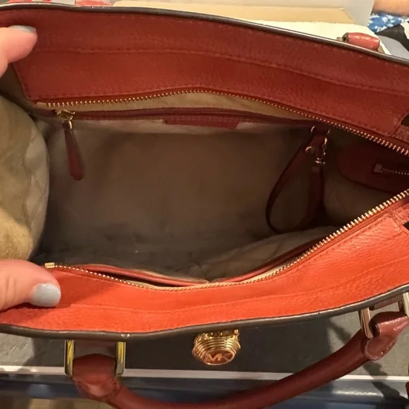 Michael Kors Nouveau Hamilton Large Logo Metallic Stripe Satchel & Dust Bag - Picture 11 of 16